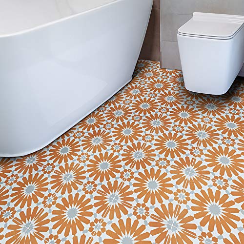 Moroccan Mosaic & Tile House CTP54-02 Alhambra Handmade Cement Tile, 8''X8'', Orange,White,Gray