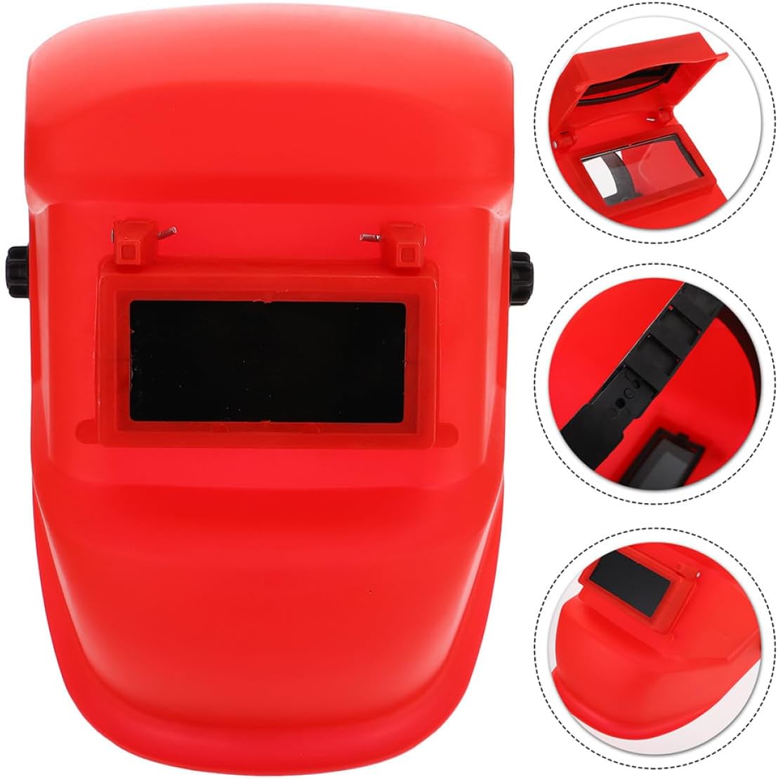 PRETYZOOM 2pcs Red Plastic Welding Hood Adjustable Full Face Protective Welding Helmet for Grinding Welder Workplaces