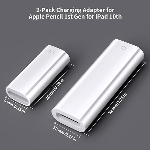 Miniatura 7 de Paquete de 2 adaptadores de lápiz para Apple Pencil de 1 generacióniPad de 10 generacióniPad (A16), par Bluetooth USB-C para adaptador Lightning de