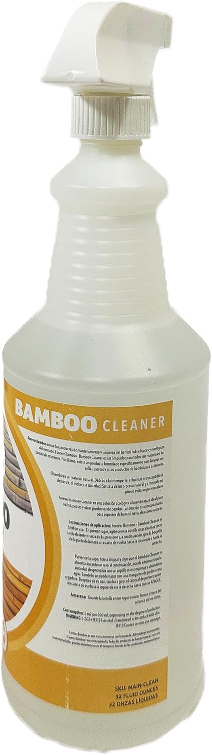 Forever Bamboo Maintenance Sealant Deep Protection for Bamboo Fencing, Waterproof Exterior Treatment Bamboo Wood Finish Restorer Finishing Oil Fence Sealer and Stain Cleaning Spray Clear 32 Oz.
