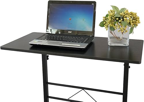 Miniatura 7 de Azadx Mesa auxiliar, soporte para laptop ajustable de 34.25 pulgadas, escritorio de pie para computadora, bandeja de carrito portátil con 4 ruedas