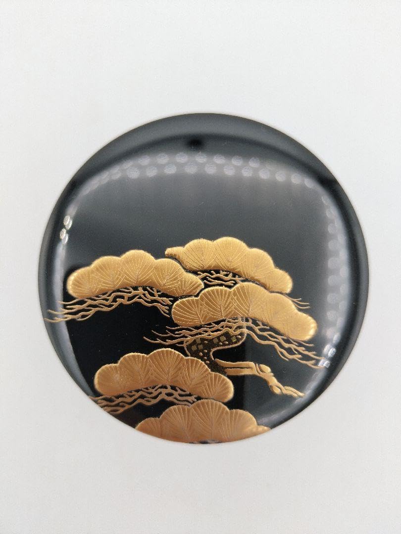 a821 【未使用品】中次 老松蒔絵 内銀地 井筒英文 木箱　薄器 棗 茶道具 中次 老松蒔絵 内銀地 井筒英文 木箱 薄器 棗 茶道具