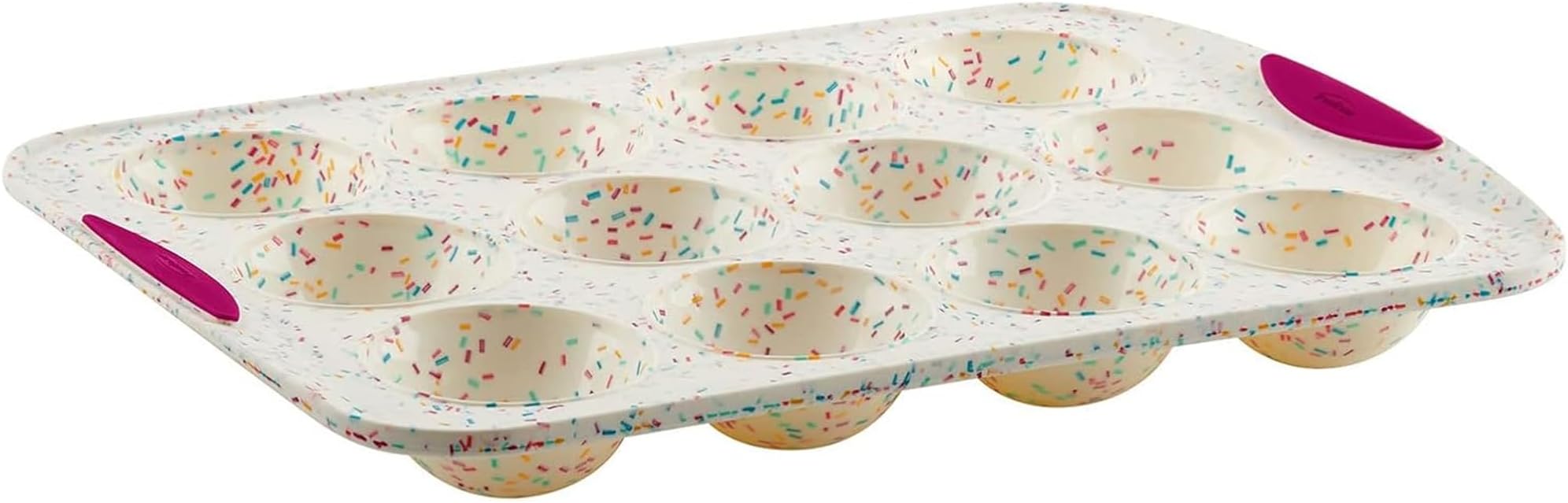 Structure White Confetti Reinforced 12 Cup Dome Cake Pan/Mold Silicone Bakeware, Pan-12