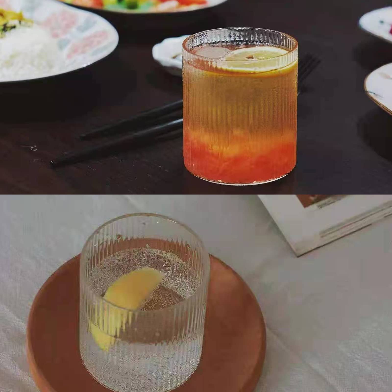 CandyAlley Lot de 4 verres à eau, à jus, à whisky, à eau, style vintage, parfaits pour la maison, les restaurants et les fêtes, 300 ml