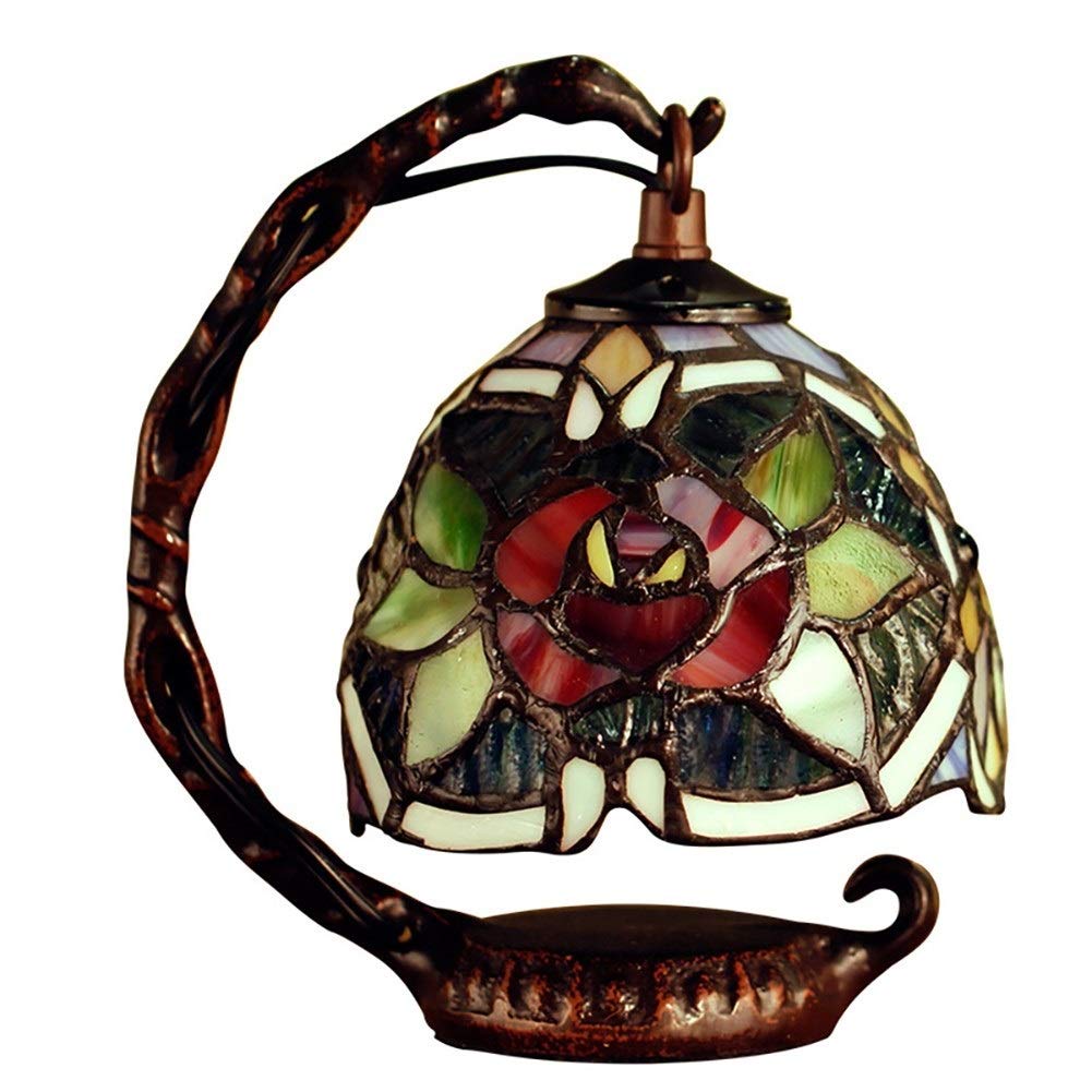 Lampa Stołowa Witrażowa W Stylu Tiffany,Ręcznie Robiona,Lampka Nocna W Kolorze Różowego Czerwonego Szkła,Dekoracja Festiwalowa,Lampka Nocna,Lampka Nocna,Lampka Stołowa