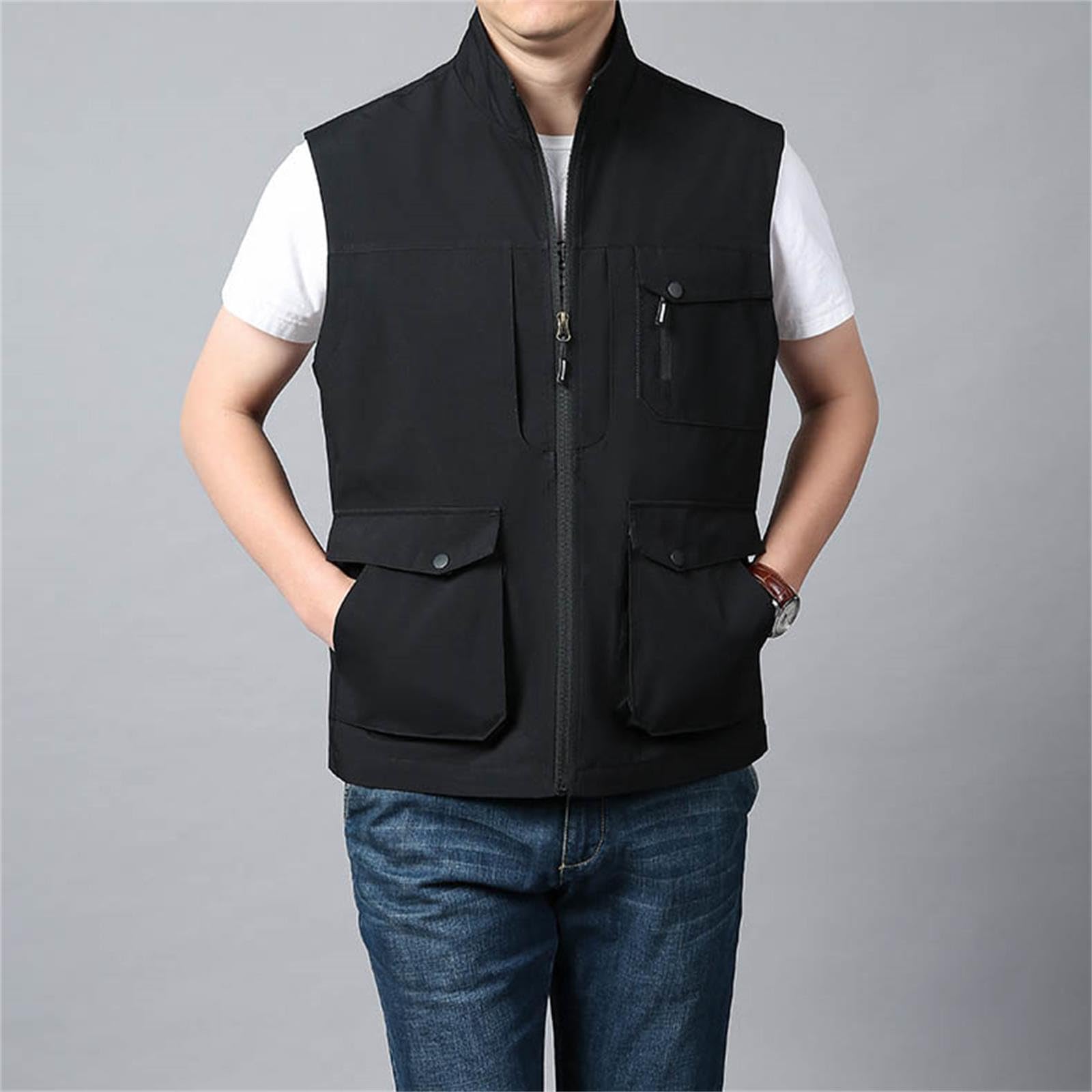 Veste de survêtement homme gilet camping sans manches poches pratiques extérieur coton chasse randonnée pêcheur