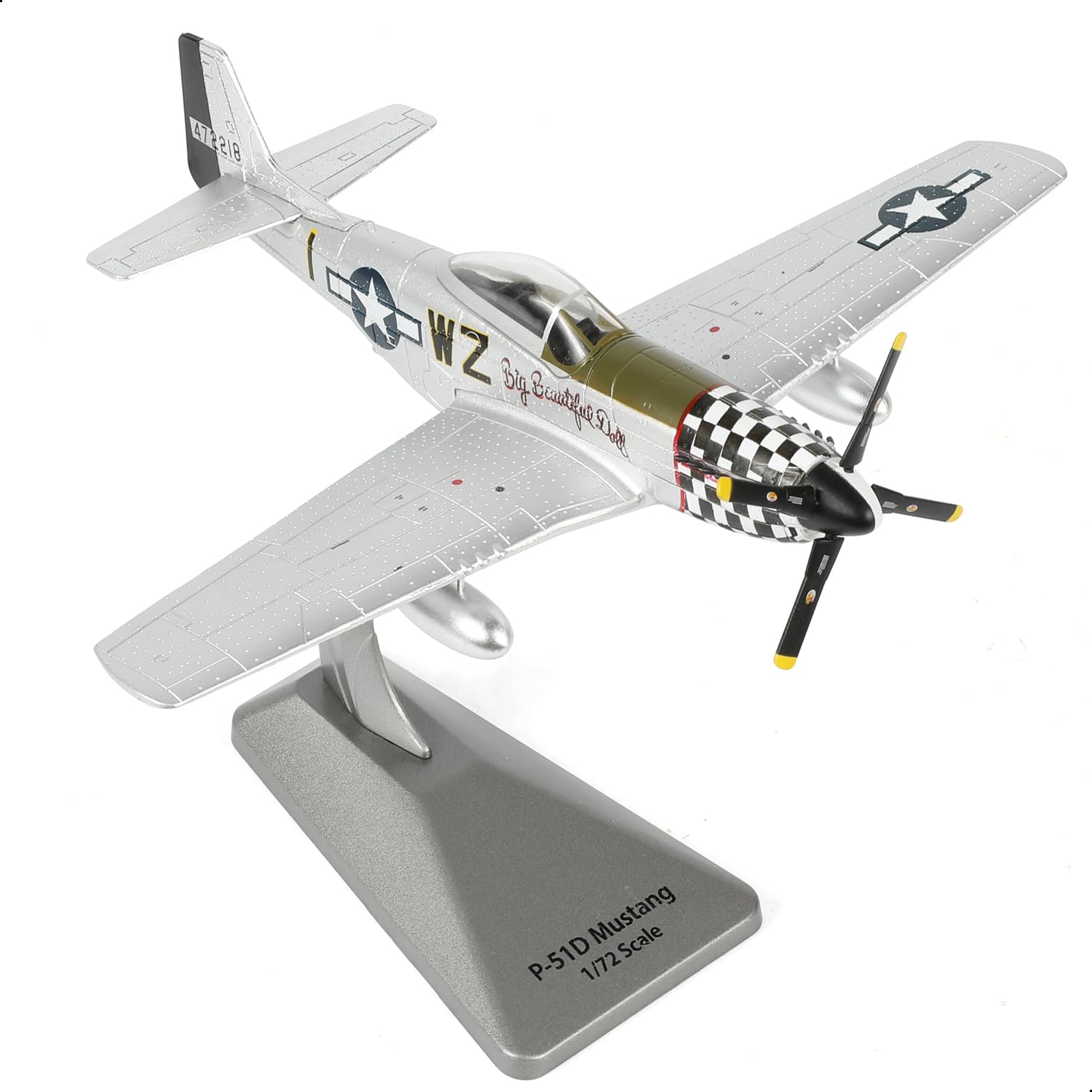Maßstab 1:72 Nordamerikanische Luftfahrt P-51D Silber Mustang Fighter Modell WWII US-Kämpfer Militär Metall Druckguss Flugzeug Modellbausatz für Erwachsene Sammlung oder Geschenk