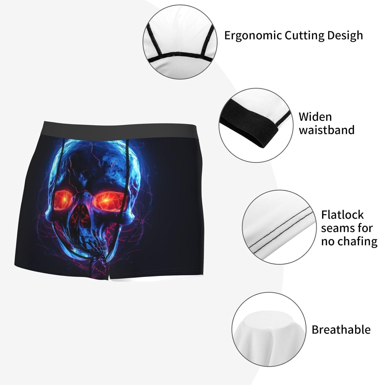 Halloween Skull Print Boxers For Menâ€“full Print Mens Underwear Boxer Briefs,Comfortable Boxers For Men