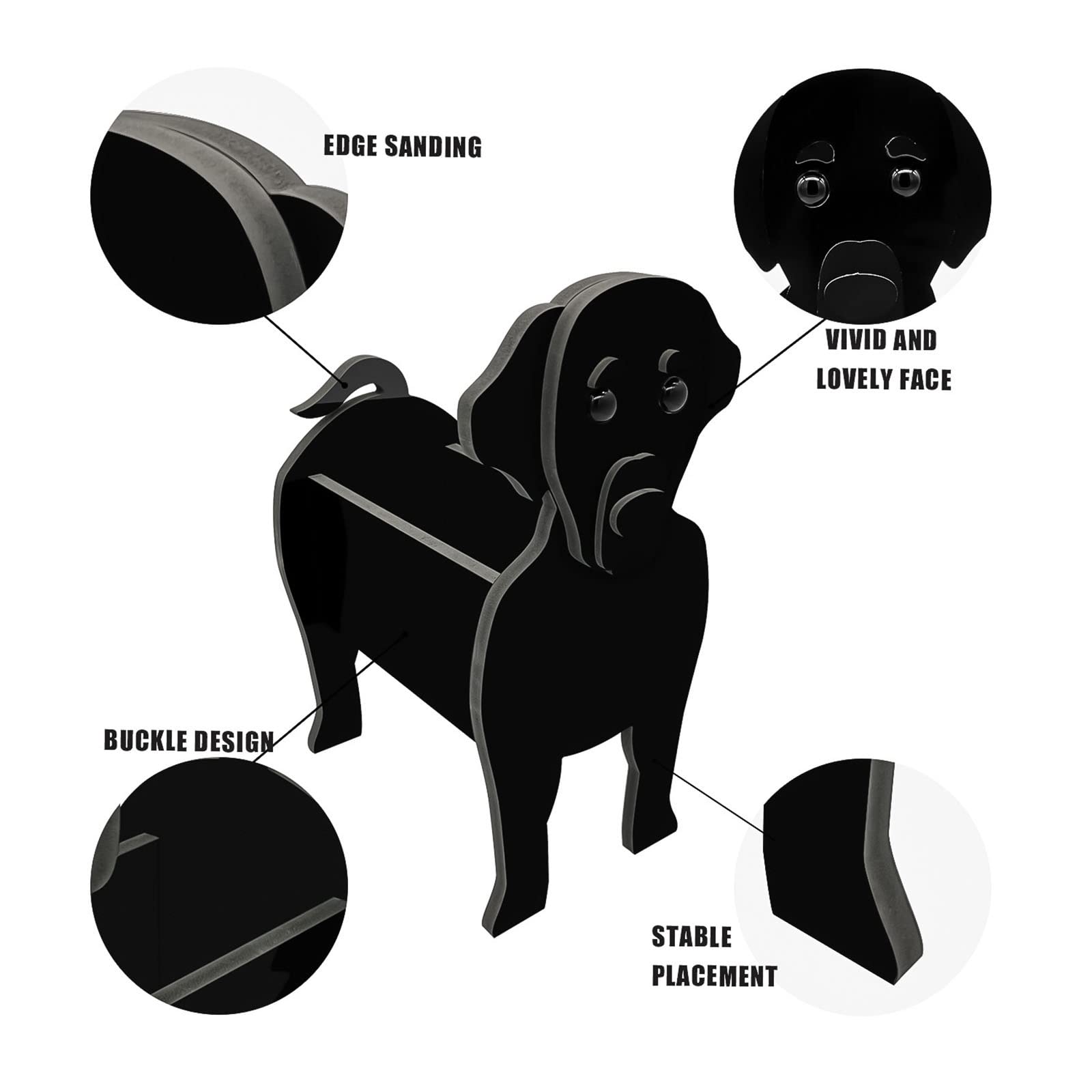 Blumentopf In Labrador-Form – Schwarz, 23,5x16,2x34 Cm, Aus PVC, Für Sukkulenten & Deko