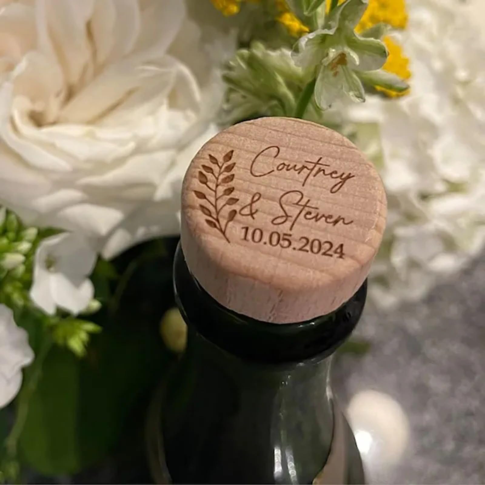 MXN Tapón de botella de vino personalizado, tapón de corcho para botella de vino, tapón de vino personalizado para recuerdos de boda para invitados, tapón de vino personalizado (80 unidades)