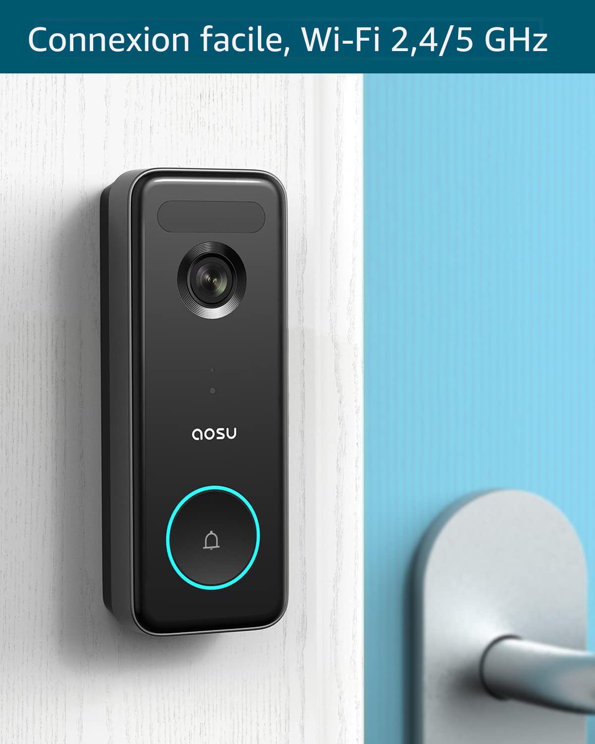 Sonnette Vidéo AOSU Ultra 5MP – Ultra HD + Base WiFi – Sans Frais – Boîte Ouverte