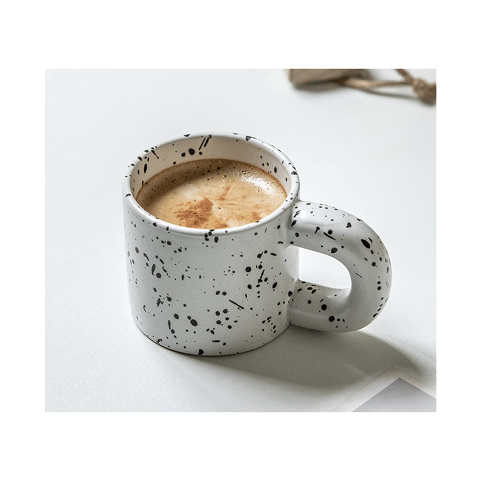 Maison Conception créative de tasse à café en céramique avec poignée épaisse Petits défauts Tasse eau thé Décoration(Blanc)