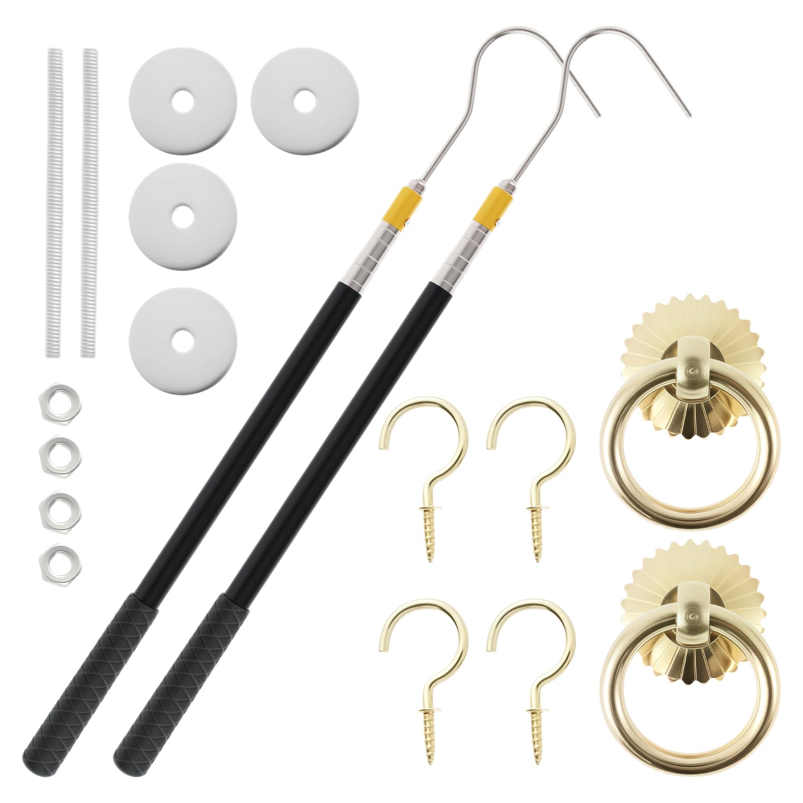 2 Set 63 Inch Attic Pull Down Hook Attic Ladder Pull Down Hook Attic Ladder Pull Down System Kit Stainless Steel Efficient Convenient Attic Door Pull