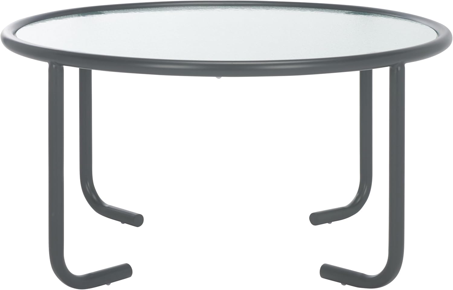 SAFAVIEH Couture Collection - Zuzana Grey Metal Coffee Table with Clear Glass Top, Modern Round Cocktail Table, Fully Assembled (SFV6806A)