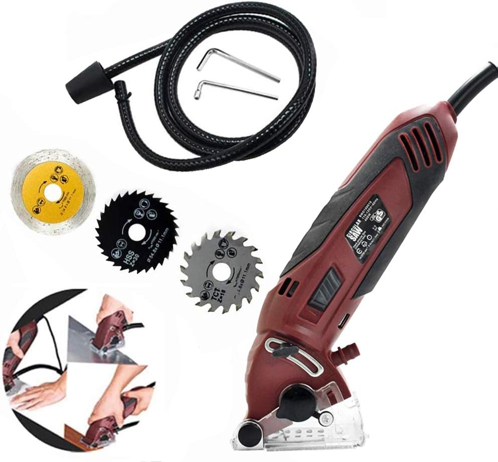 Mini Circular Saw Set,400W Multi-Function Professional Compact Circular Saw with 3 Carbide Tipped Blade,Precision Circular Saw DIY Projects for Wood, Metal, Drywall,Tile and PVC Plastic