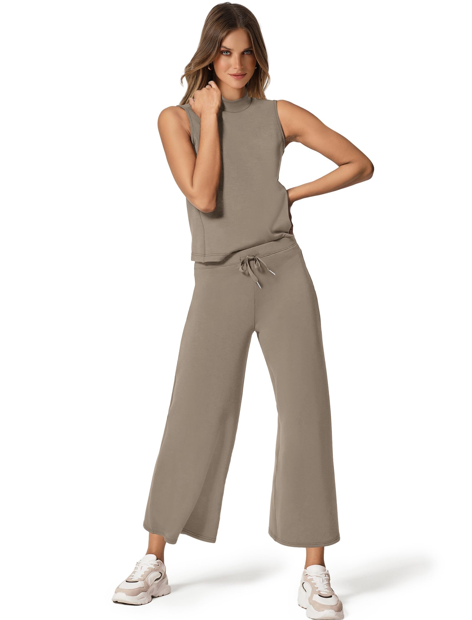 Desol Zweiteiler Jogginganzug Damen Freizeit Trainingsanzug Sommer Outfits Tracksuit Ärmellos Lässige Hausanzug Jogginghosen Trainingsanzüge mit Taschen