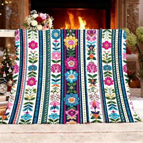 Couverture plaid polaire 150x200 ethnique chic colorée - 2