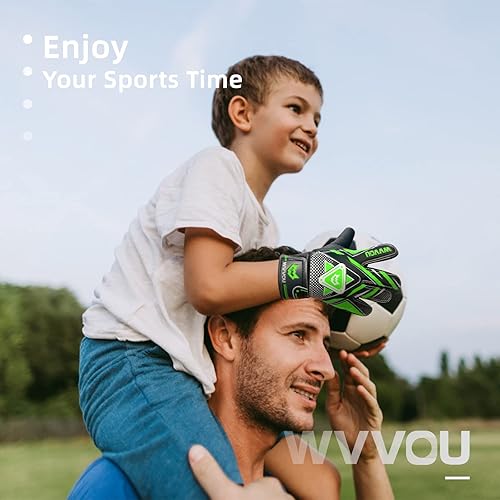 Miniatura 4 de WVVOU Guantes de portero para niños y jóvenes, guantes de portero de fútbol con doble protección, guantes de fútbol antideslizantes, súper agarre