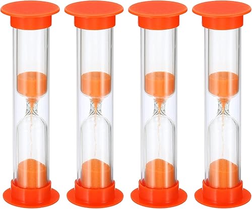 Miniatura 10 de PATIKIL Temporizador de arena de 1 minuto, 4 piezas pequeño reloj de arena con cubierta de plástico, vidrio de arena de cuenta regresiva para