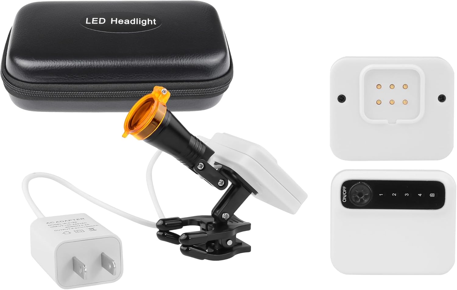 DY-015 White 5W Portalbe Headlight Lamp with Optical Filter and 2 Magnet Adsorption Batteries for Any Binocular Loupe