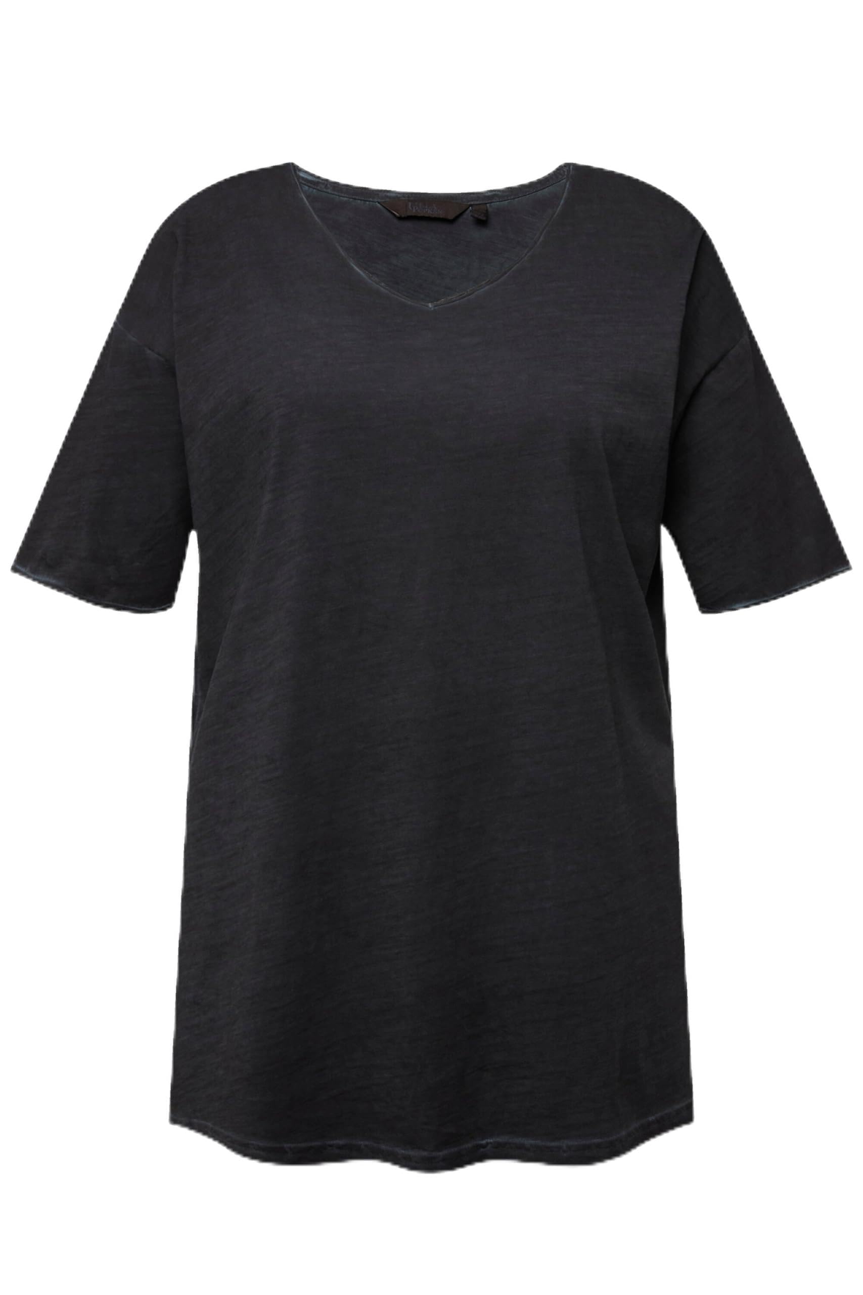 Ulla Popken Damen große Größen Übergrößen Plus Size T-Shirt, Cold Dyed, Oversized, V-Ausschnitt, Halbarm 829083