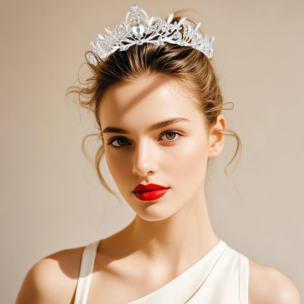 Kamirola Crystal Crowns and Tiaras Headband for Girl or Women Birthday Party Wedding Prom Bridal Christmas Valentine Mother's DayTR20 (Silver)