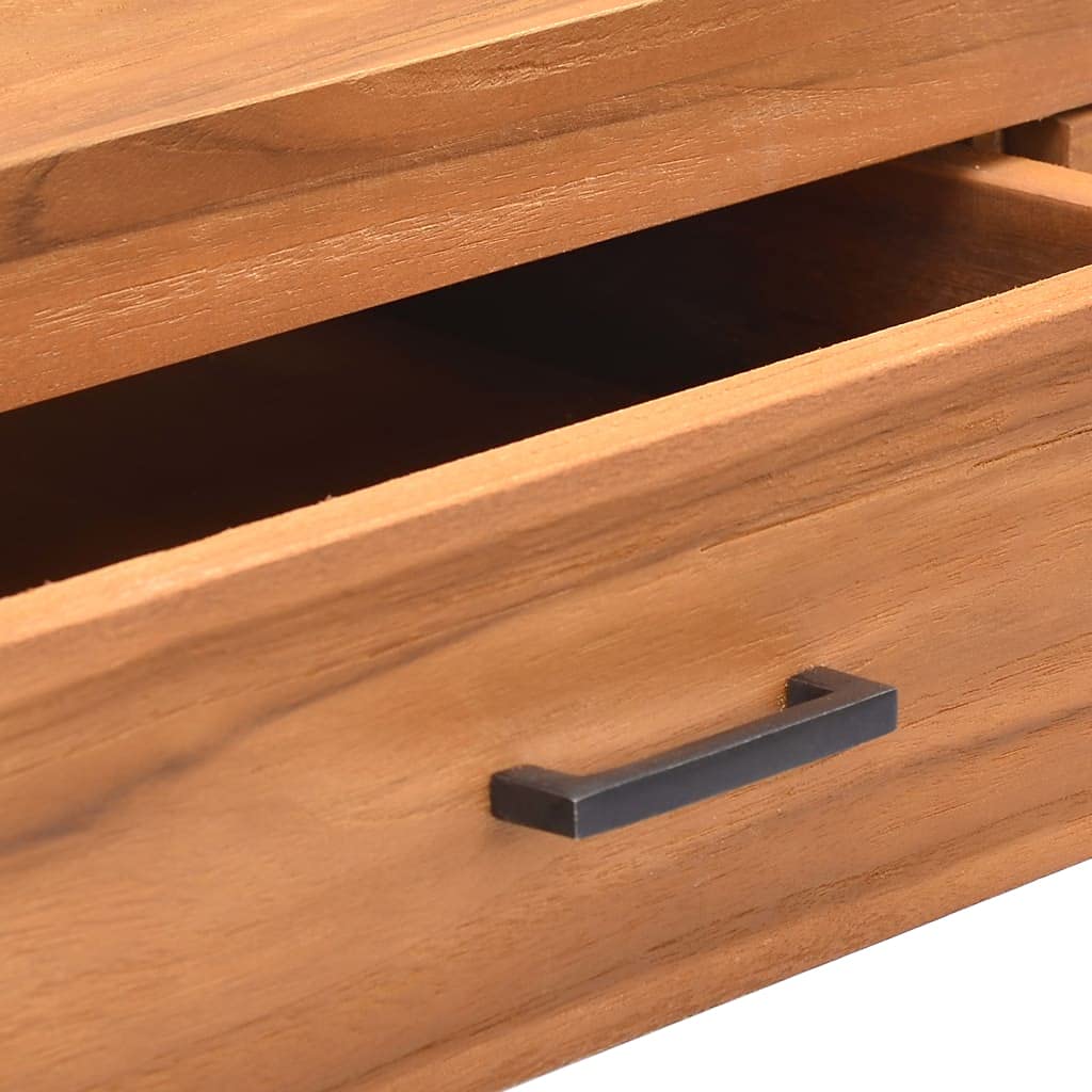 Scrivania con 2 cassetti in legno di teak, 100 x 40 x 75 cm, robusta struttura in legno, spazio per ufficio e casa, versatile, adatta come tavolo per computer e lavoro