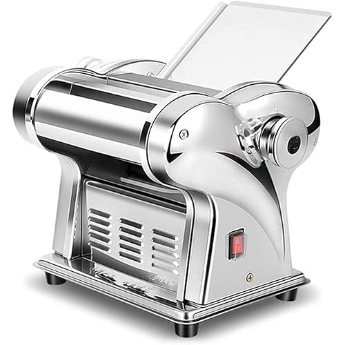 Pasta Maker Pasta Machine Automatic,2 Different Shapes Commercial Stainless Steel Electric Pasta Machine 6 Kinds of Thickness Adjustment Dough Machine Dumpling Machine