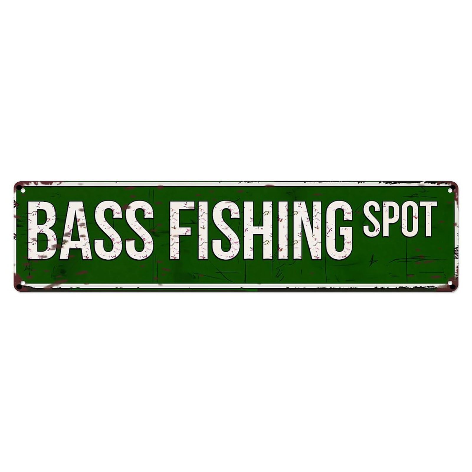 Bass Fishing Spot Sign Pattern Metal Tin Sign Plaque