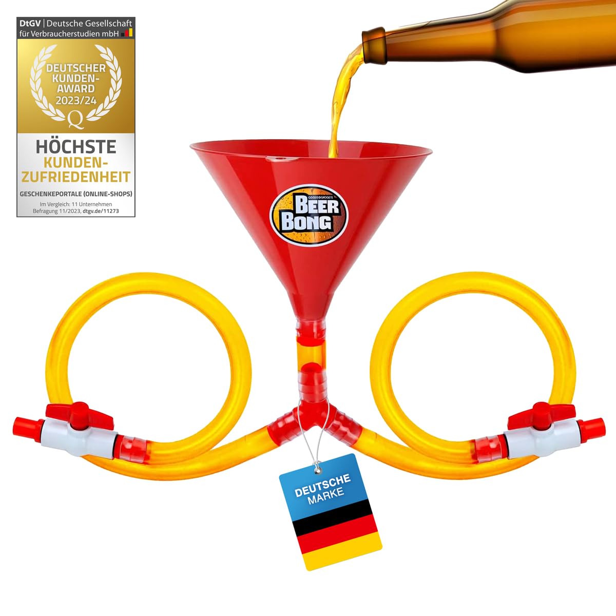 Beer bong beer striker - party funnel drinks funnel beer funnel with hose & stopcock - stag party booze machine drinking game (Double)