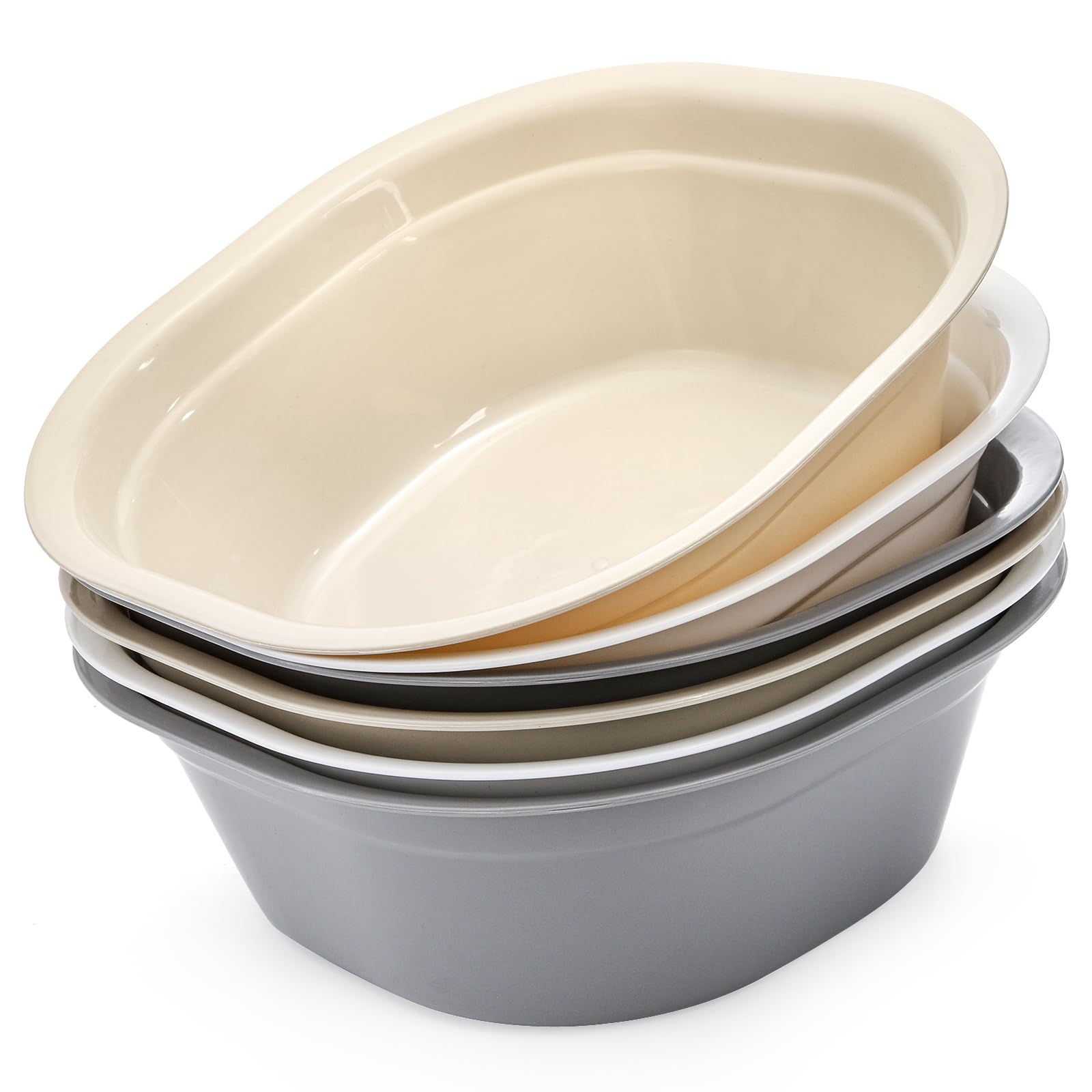 ZOOFOX 6 Pack Wash Basins, Rectangular Plastic Hospital Bedside Soaking Tub, 12 Quart Portable Dish Pans for Washing and Storage Cleaning Supplies