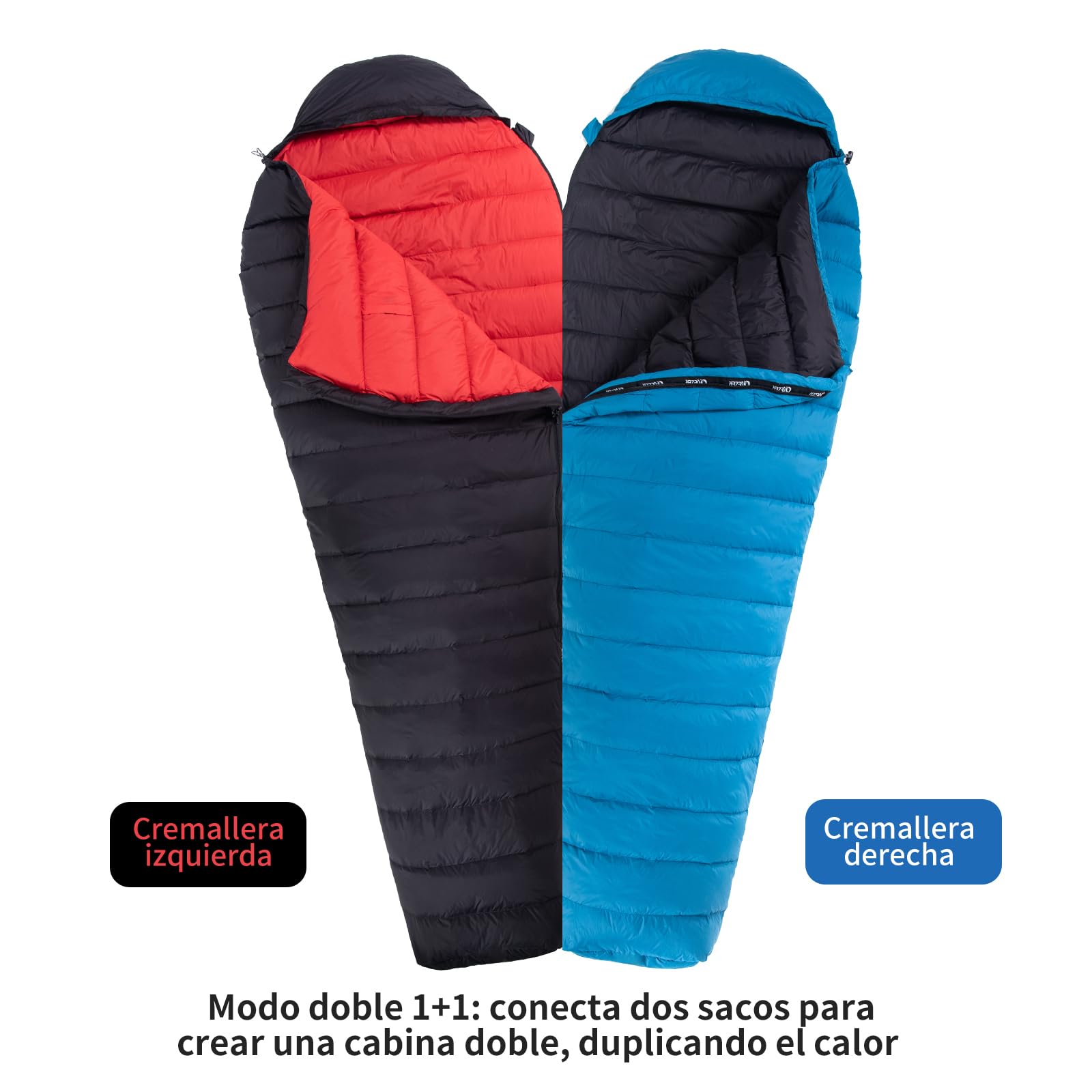 Saco de Dormir de plumón 5°C 3-4 Estaciones Ultraligero 660 FP 210x80 cm 820 g para Camping Senderismo