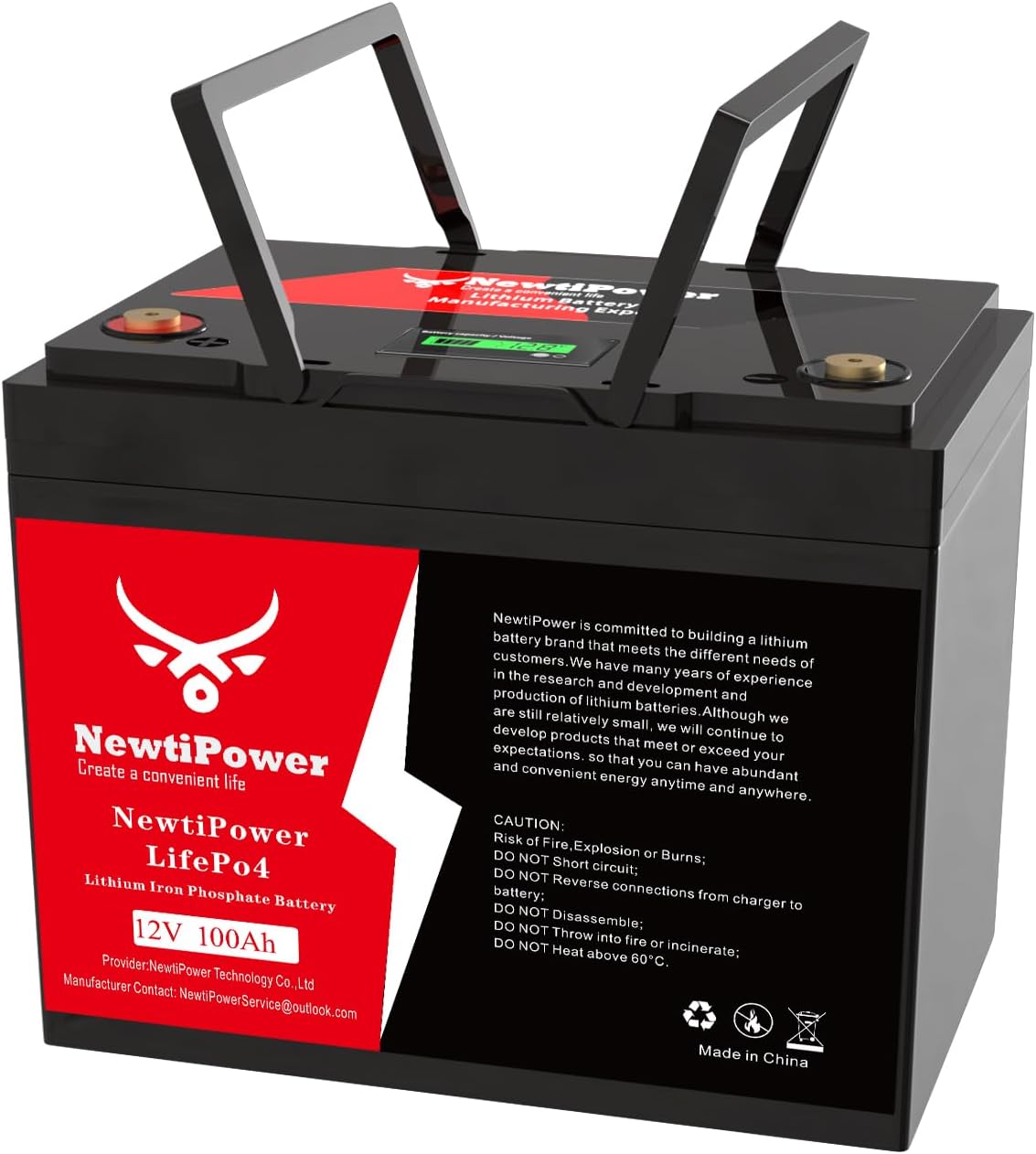 12V 100Ah LiFePO4 Lithium Battery 100A BMS,NewtiPower Group 24 10000+ Deep Cycle Lithium Iron Phosphate Battery Great For Winter Power Shortage, RV, Marine and Off Grid Applications (12V 100Ah)