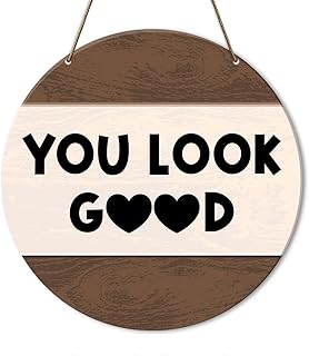 Bathroom Wall Art Decor Sign, Funny Bathroom Decor for Home Toilet Powder Room Restroom Decorations, Rustic Country Shower Wooden Hanging Sign, You Look Good