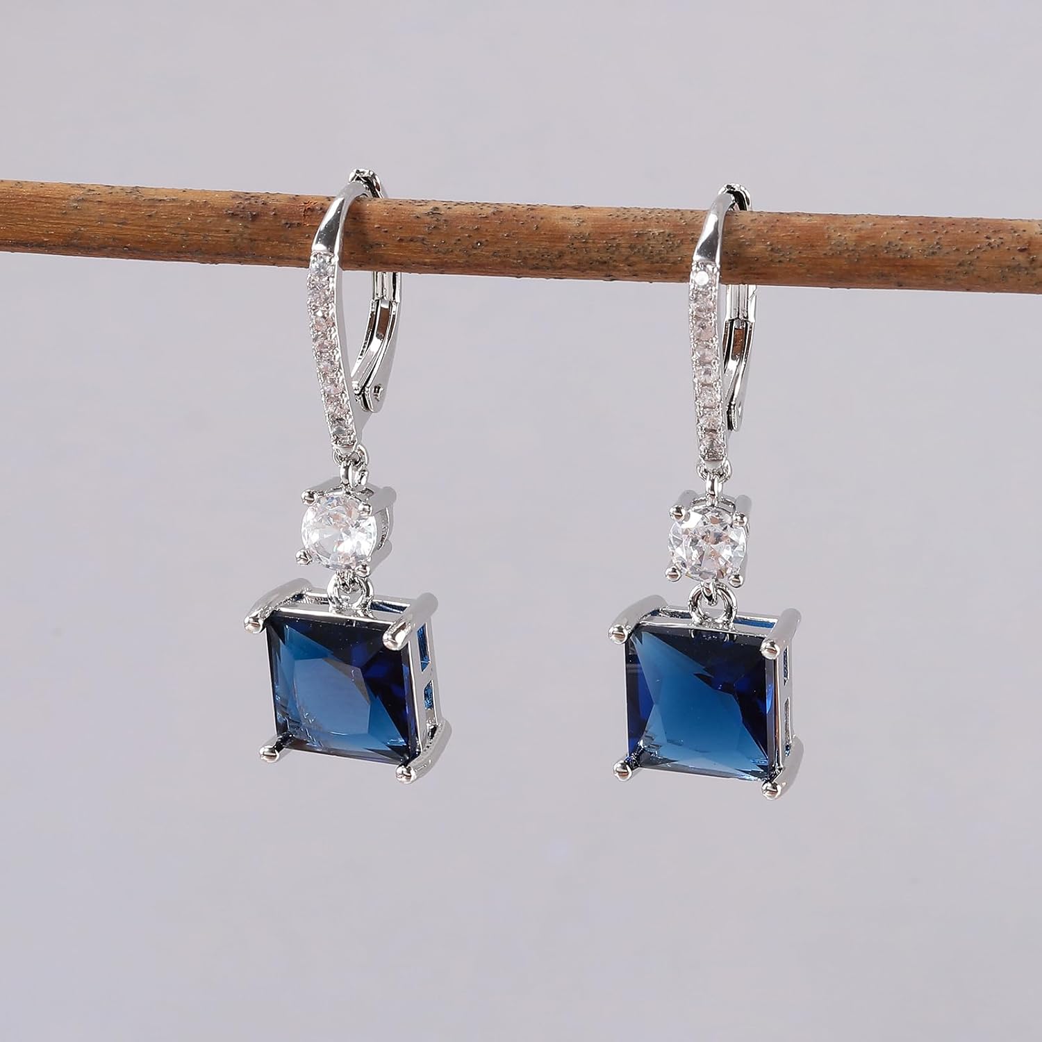 CiNily Square-cut Drop Dangle Earrings for Women Hypoallergenic, Multi-color Cubic Zirconia Earrings Diamond Dangle Earrings Jewelry Gifts for Mothers Day 14K White Gold | Gold Plated - Image 5