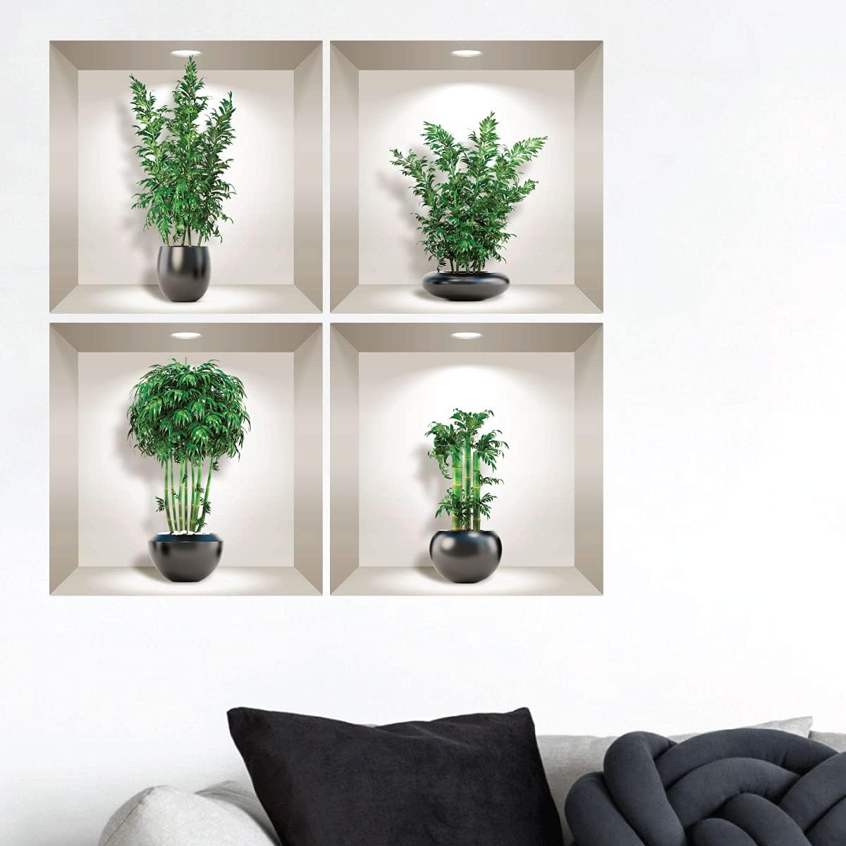 3D Adhesive Stickers | 3D Bonsai Effect Coloured Maple Wall Stickers - Adult Bedroom Wall Stickers - 3D Wall Stickers - Decorative Living Room - Trompe L'Oeil Wall Stickers | 60 x 60 cm
