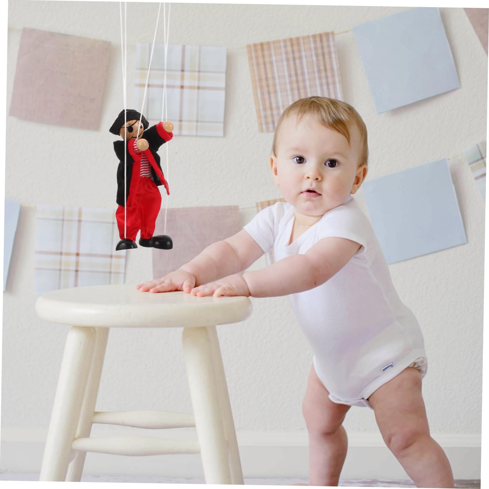 VICASKY Marionnette à Fils Pirate en Bois Noire pour Garçon Et Filles, Marionnette Ventriloque De Théâtre, Jouet Interactif Éducatif pour Spectacle Et Décoration