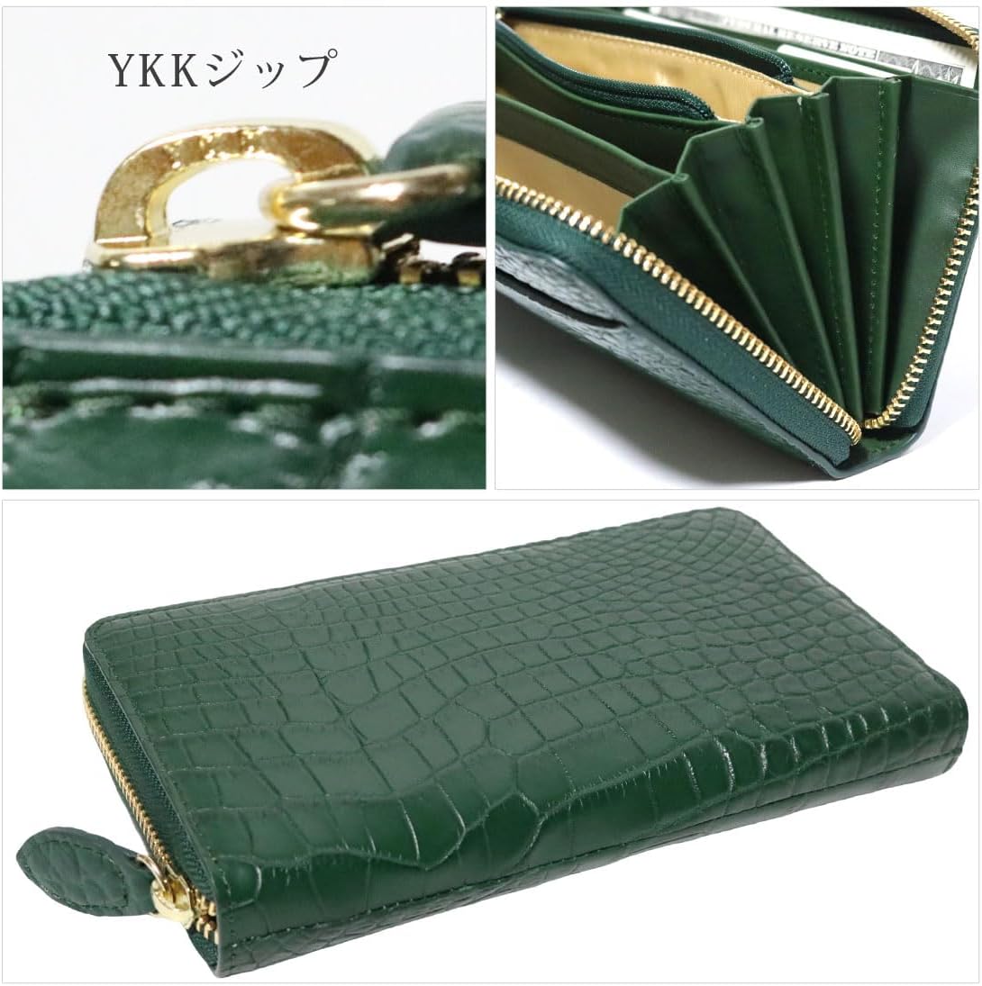 長財布　高級　クロコダイル　ゴールドジップ ベルクート] [High Quality]高級 クロコダイル本皮 ゴールドジップ 長