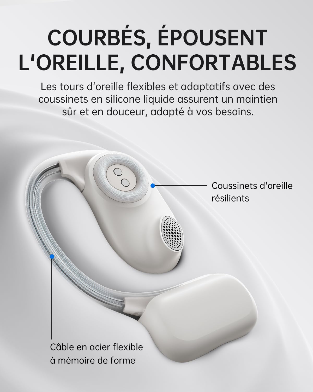 Baseus Bowie MF1 Casque Bluetooth Ouvert Acoustique Dirigé Basses Puissantes Ultra Léger IPX4 Étanche Microphones ENC Écouteurs sans Fil Bluetooth 5.4 pour Course à Pied Entraînement Fitness