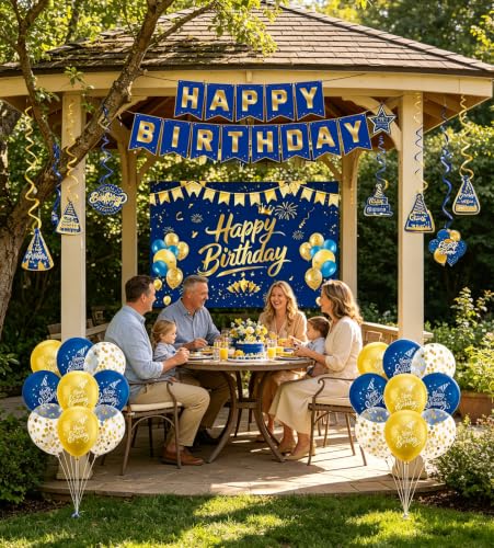 Image of Blue Gold Birthday Decorations for Men Women