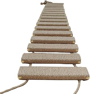 SGLTY Cat Ladder Bridge Wall Cat Cage Sisal Rope Cat Climbing Frame Pet Furniture Cat Step Scratcher Post Kitten Toys Cat Tree Tower with Hammock (100cm Full Sisal Ladder)