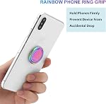 Rainbow Cell Phone Ring Stand Holder,Purple Multicolor Ring Grip Kickstand,360 Rotation Metal Finger Ring for Almost All Phones,Pad