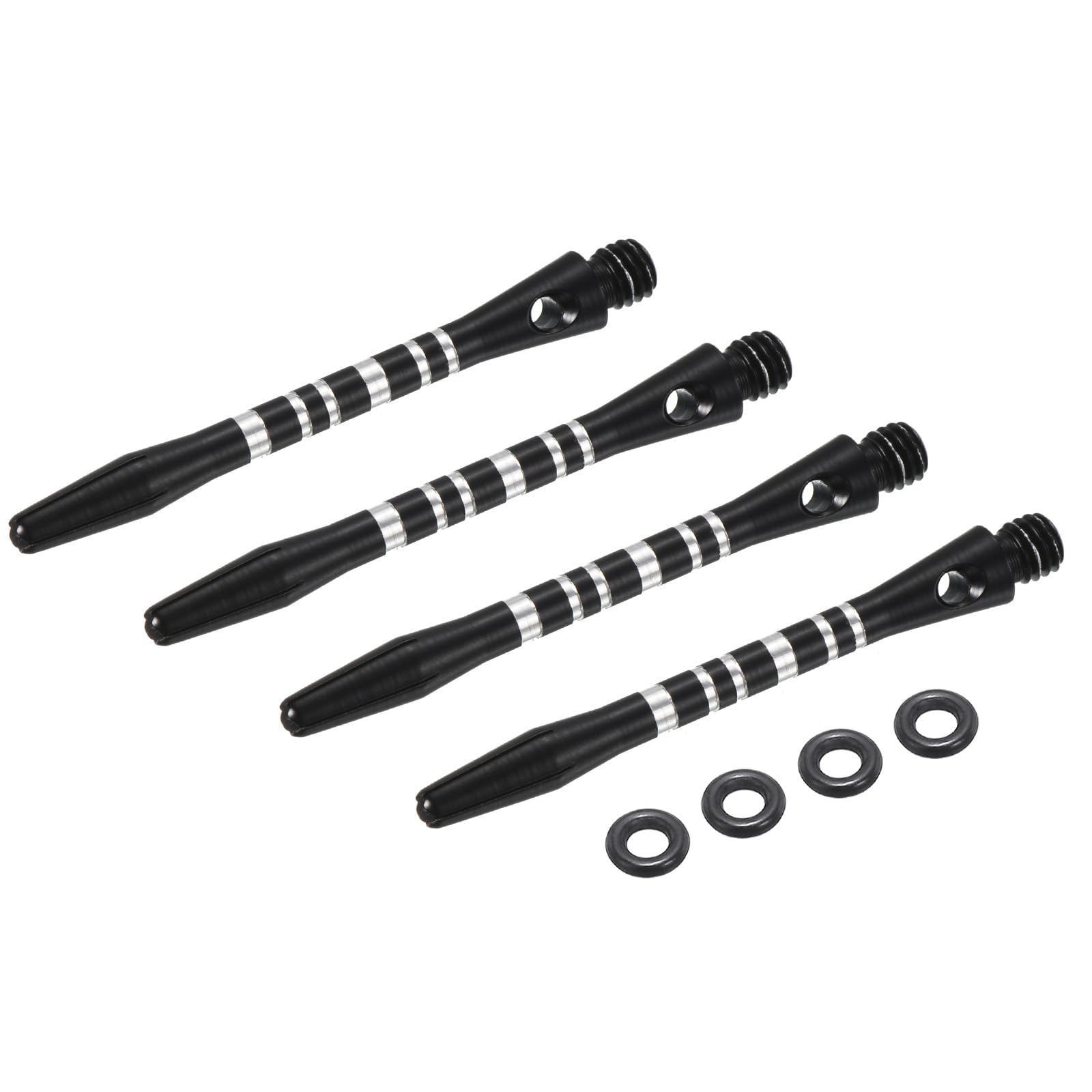 PATIKIL Aluminum Dart Shafts 45mm, 4 Pack Medium 2BA Thread Dart Stems Replacement Accessories with Rubber Rings for Steel Tip, Black