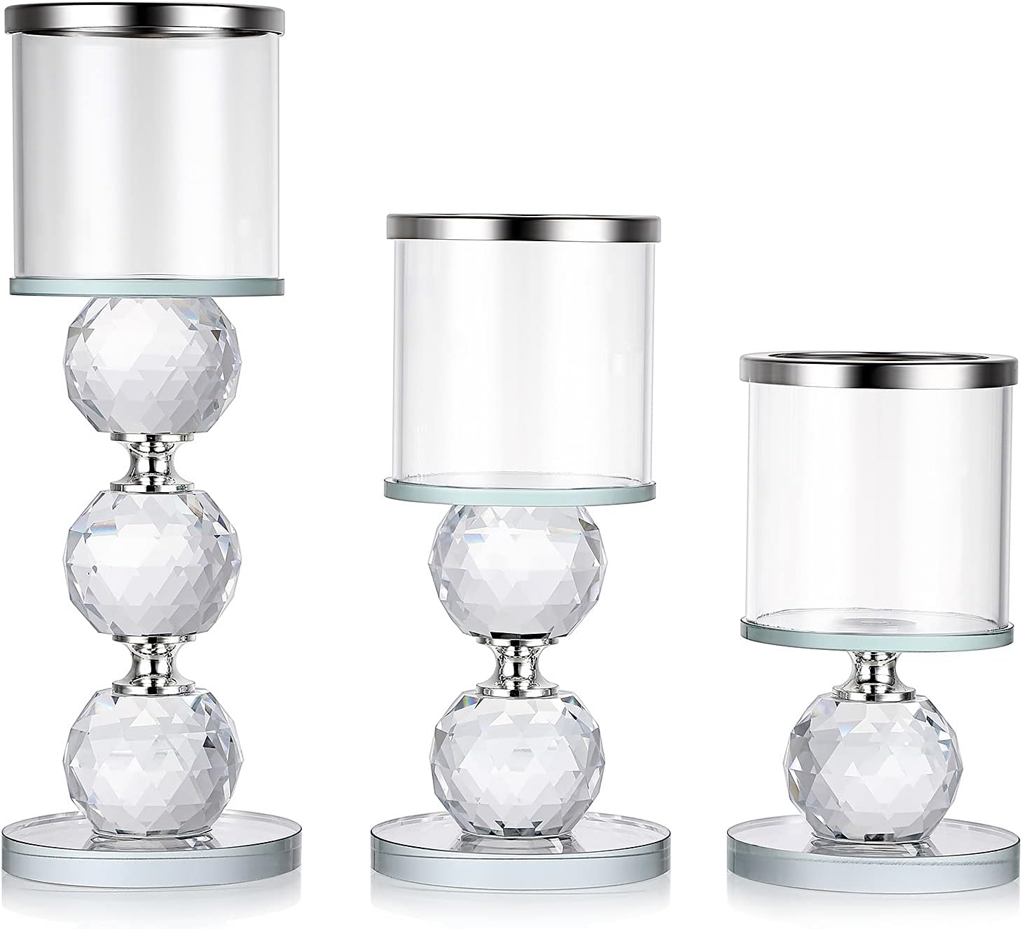 Amazon.com: Crystal Candle Holders Set of 3, Tea Light Candle Holders ...