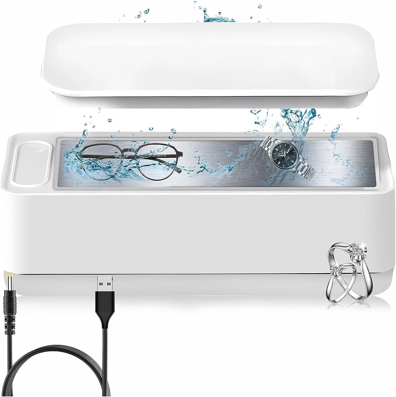 Jewelry Cleaner,Clean Machine Professional Sonic Portable Household Cleaner for Cleaning Jewelry,Eyeglass, Watches,Coins, Makeup Brush