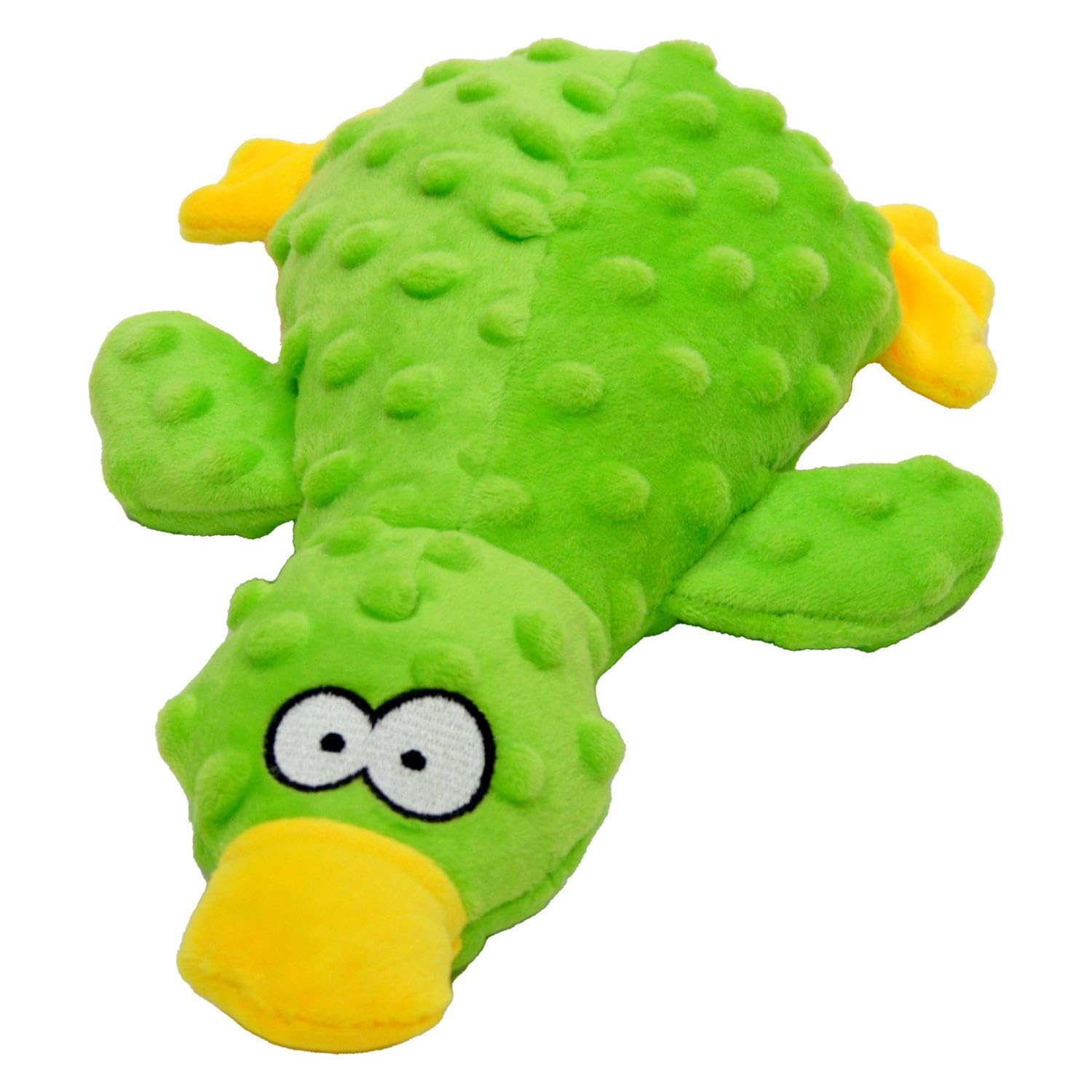 JACK AND VANILLA, Soft Plush Dog Toy Duck with Squeaker, Ideal for Small and Medium Dogs 25 cm, Green, Bubble Plush - Image 2