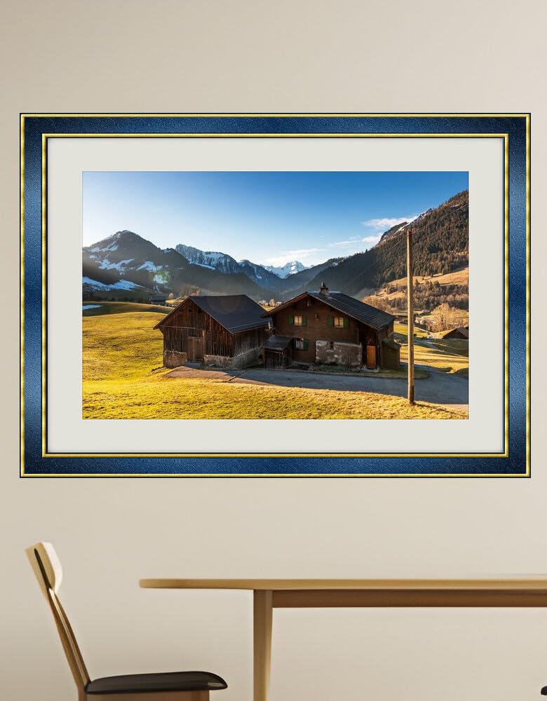 JVERF - JZZH10974 Switzerland Mountains Houses Chateau D 'oex Alps| Self-Adhesive Painting | Frameless