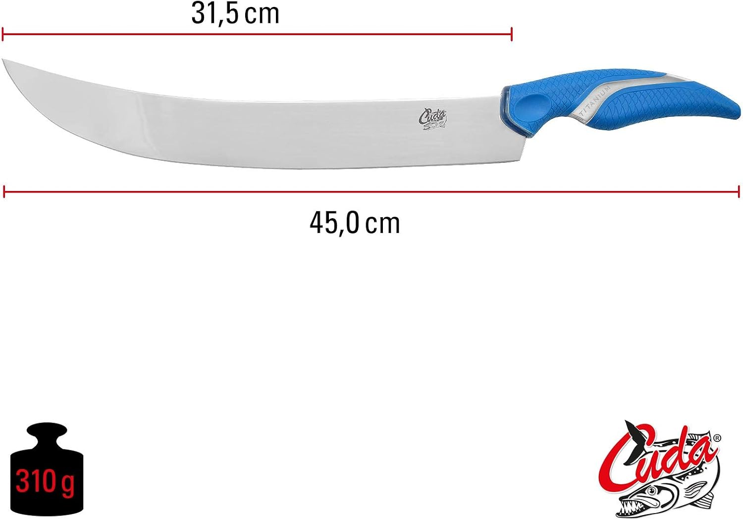 Cuda Titanium Bonded Curved Blade Knife