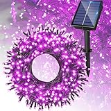 [Amazon限定ブランド] AKIRARI ソーラーライト イルミネーションライト クリスマスライト ストレート 定番商品 ソーラー充電式 8パターン 200球 20m コントローラー付き 自動ON/OFF 夜間自動点灯 昼消灯 省エネ IP65防水 ガーデン 屋外 防雨 メモリー記憶 (ピンク(桃))