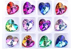 Teensery 24-Pack Multicolored Crystal Heart Pendants